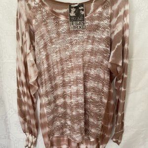 Young Fab & Broke  Blush color sheer tie dye textured front flowey tunic SZ Med